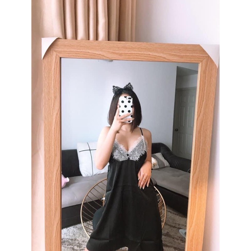 VÁY NGỦ 2 DÂY PHỐI REN CỔ J149 | BigBuy360 - bigbuy360.vn