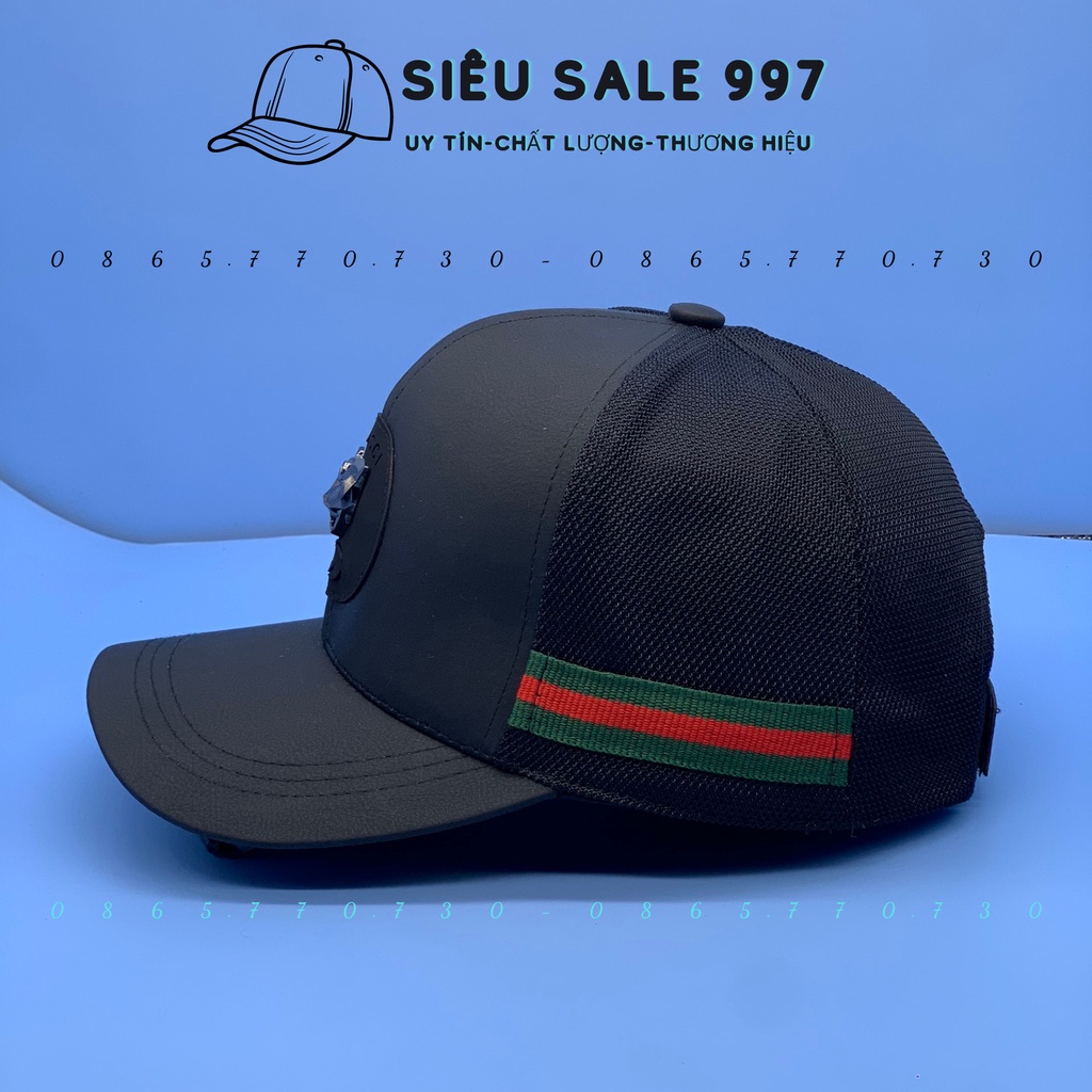 NÓN KẾT GCC CAO CẤP DA PHỐI LƯỚI ĐẦU KIM LOẠI FULL ĐEN SIÊU NGẦU PHONG CÁCH