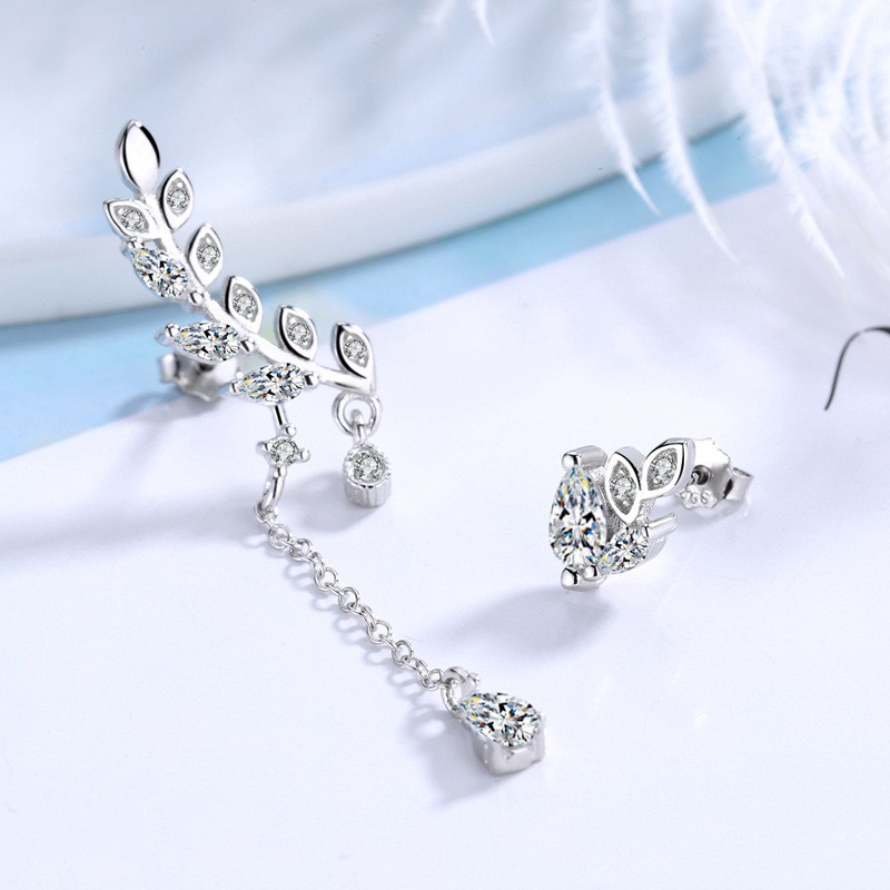 Bông tai dáng dài đính đá xinh xắn thanh tao hình giọt sương rơi nhánh lá ANTA Jewelry - ATJ7001