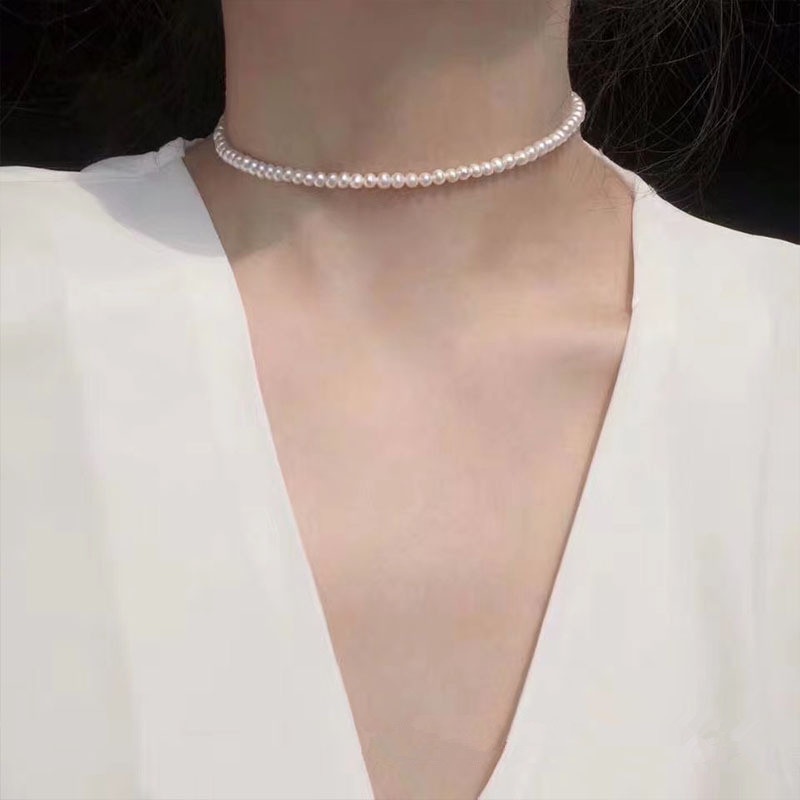 Vòng cổ choker We Flower mạ vàng 14k đính ngọc trai sang trọng cao cấp