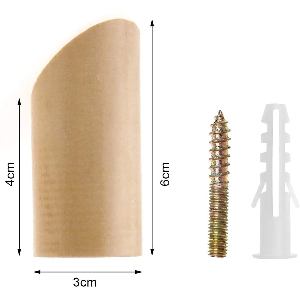 Combo 3 Móc Treo Quần Áo tròn Bằng Gỗ Gắn vít nở Siêu Chắc, Siêu Chịu Lực Đa Năng Của Dogogiasi.com màu tự nhiên