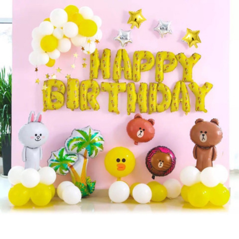 Bong Bóng Màng Nhôm 18 inch Hình Gấu Nâu / Thỏ / Vịt Sally Hoạt Hình Trang Trí Tiệc Sinh Nhật Cho Bé