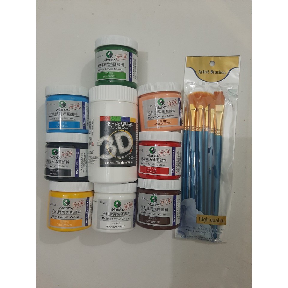 Combo màu vẽ 100ml và Cọ vẽ