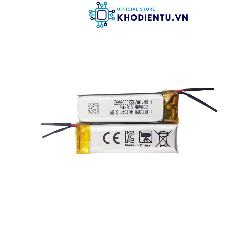 Pin LiPo 3.8v 230mAh Dài 41x Rộng 13x Dầy 4.6MM Hãng AUCOPO 461341 Xuất Hàn chế pin headphone led - KhoDienTu