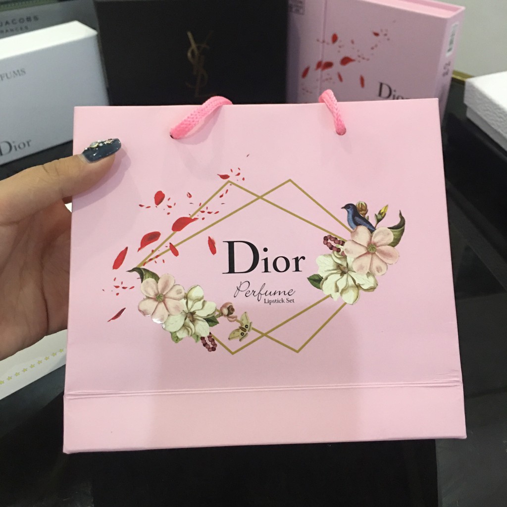 Bộ nước hoa mini Nước hoa kèm son dior perfume lipstick set. bộ Môi Kèm Hộp Đựng Màu Hồng Xinh Xắn 999