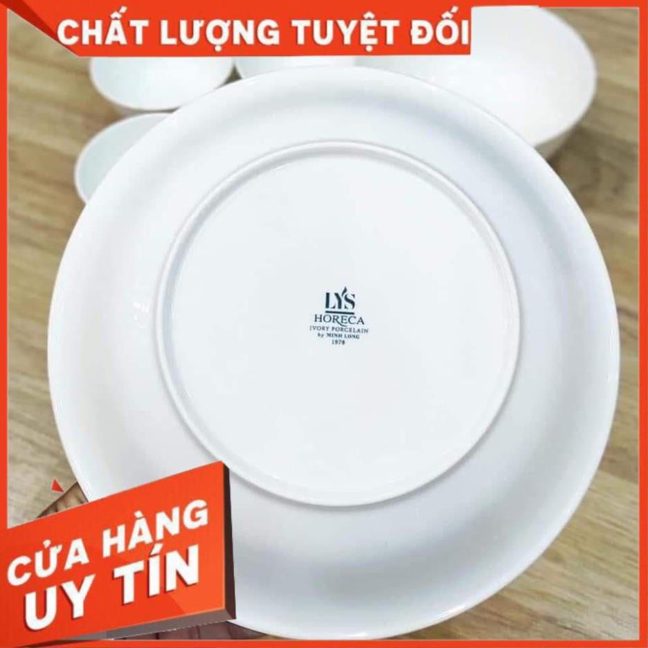 Bộ bát sứ Minh Long 6 món gồm 4 bát cơm + 1 tô 18cm + 1 đĩa 23c viền vàng sang trọng