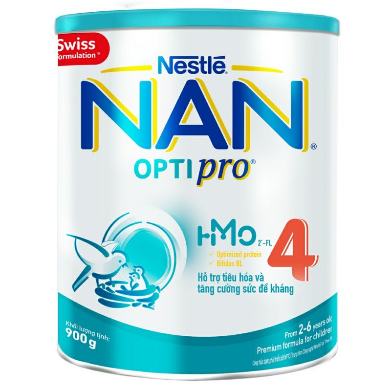 (Mẫu mới) Sữa Nan HMO Optipro 4 900g (2-6 tuổi)