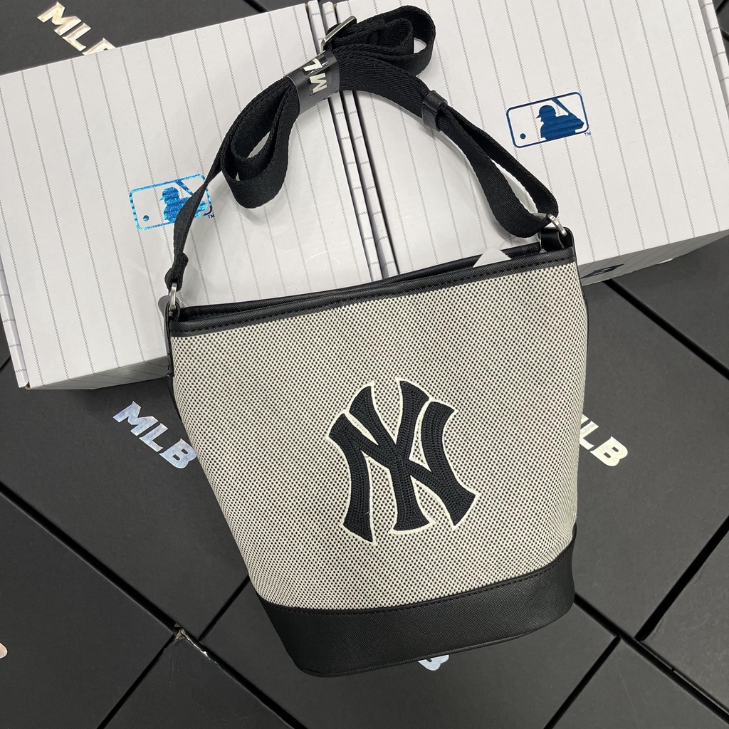 ✅  Túi Xách MLB Basic Big Logo Canvas Bucket Bag 3ABMS072N-50BKS| MẪU MỚI NHẤT 2023 | CÓ SẴN