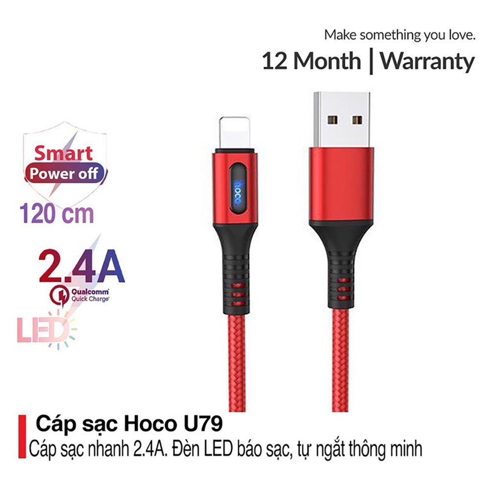 ⚡NowShip⚡ Cáp Sạc Nhanh 💎 Tự Ngắt Khi Pin Đầy 💎 Dây Sạc Hoco U79 3A 18W Lightning Type C Micro Cho IPhone IPad Android