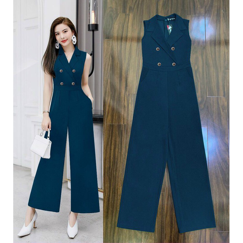 Jumsuit Nữ 💝FREESHIP💝 Jum dài ống suông cổ vest phối 4 nút dây kéo lưng xinh xắn J1114 | WebRaoVat - webraovat.net.vn