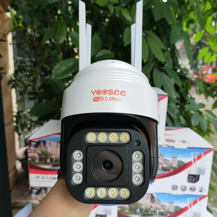 Camera yoosee ngoài trời Ptz 14led 5.0Mpx quay quét 360 siêu nét, chịu nắng mưa, có màu ban đêm