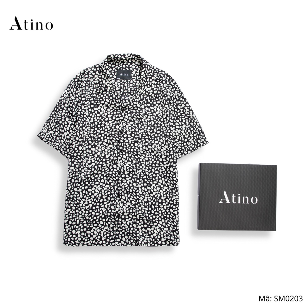 Áo sơ mi cộc tay nam HOA ATINO vải lụa form regular SM0203 | BigBuy360 - bigbuy360.vn