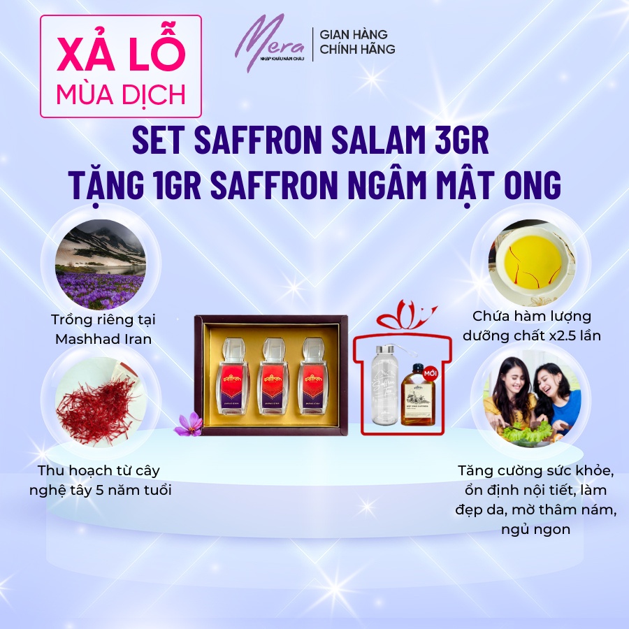 Nhuỵ Hoa Nghệ Tây thương hiệu SAFFRON SALAM 3Gr tặng 1Gr Salam