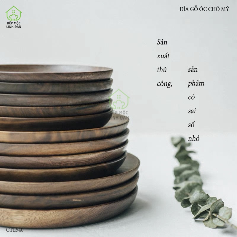 Đĩa Tròn Gỗ Óc Chó Nguyên Tấm HAHANCO  Siêu Sạch_Đẹp Sang Chảnh
