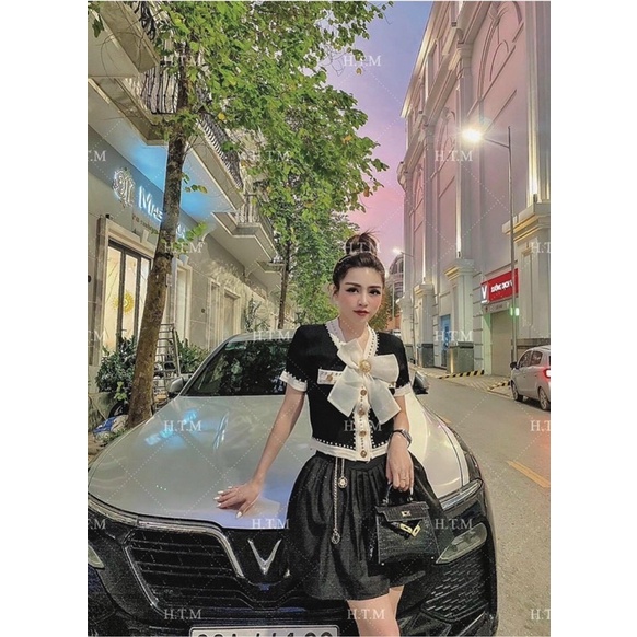 Áo len nơ viền đính ngọc cực hot hàng đẹp