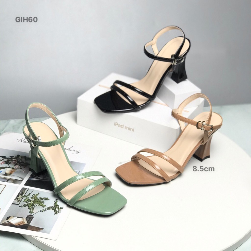 Sandal nữ BQ ❤️FREESHIP❤️ Giày sandal cao gót hai quai dây mảnh cao 8.5cm GIH60