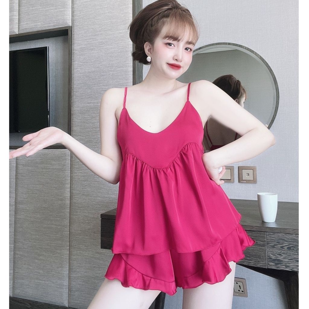 Đồ Ngủ Nữ, Đồ Ngủ Sexy lụa Latin cao cấp mềm mại xinh xắn &lt; 65KG