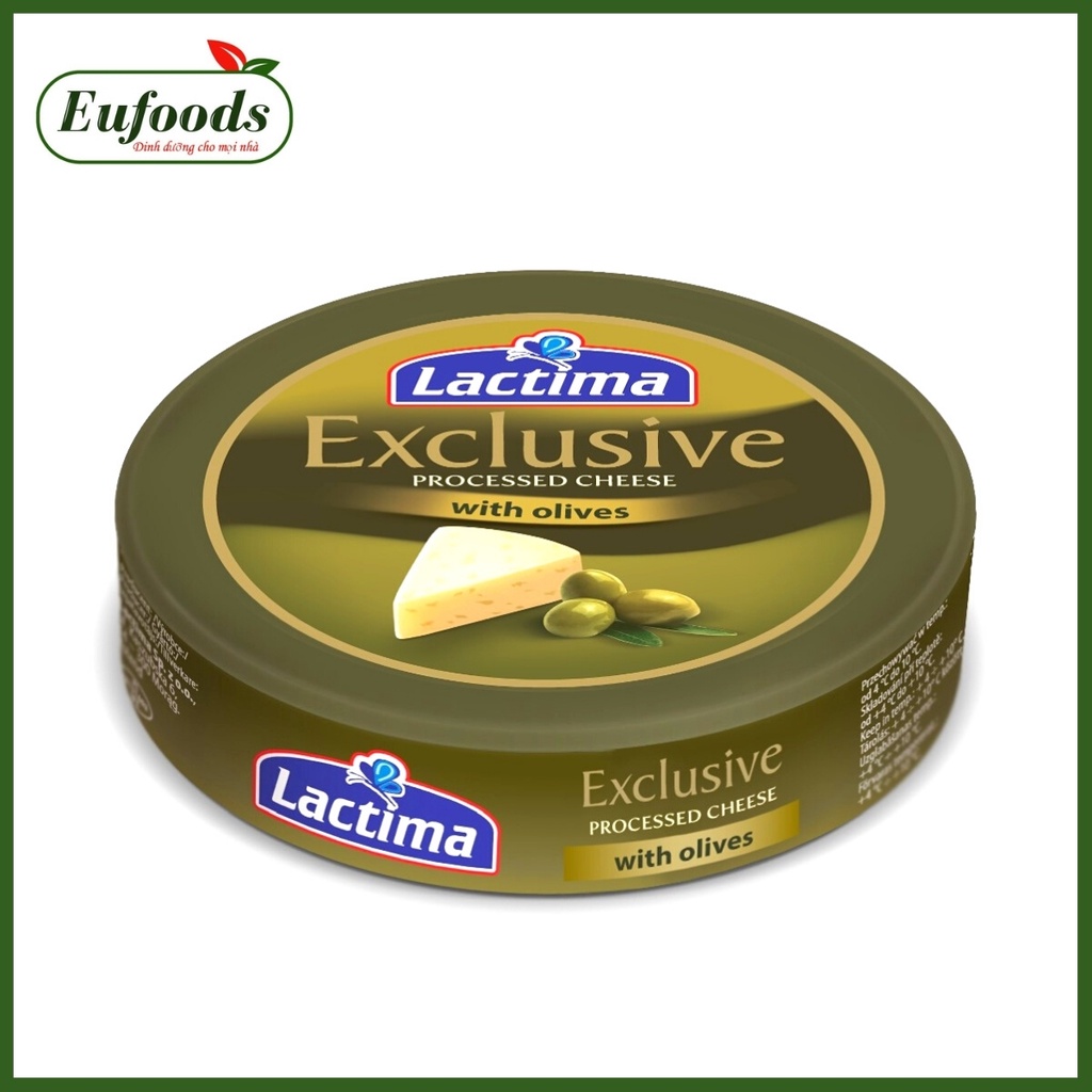 DATE T8/2023 Phô Mai Hộp Tròn Lactima Exclusive Olive Ba Lan 140g