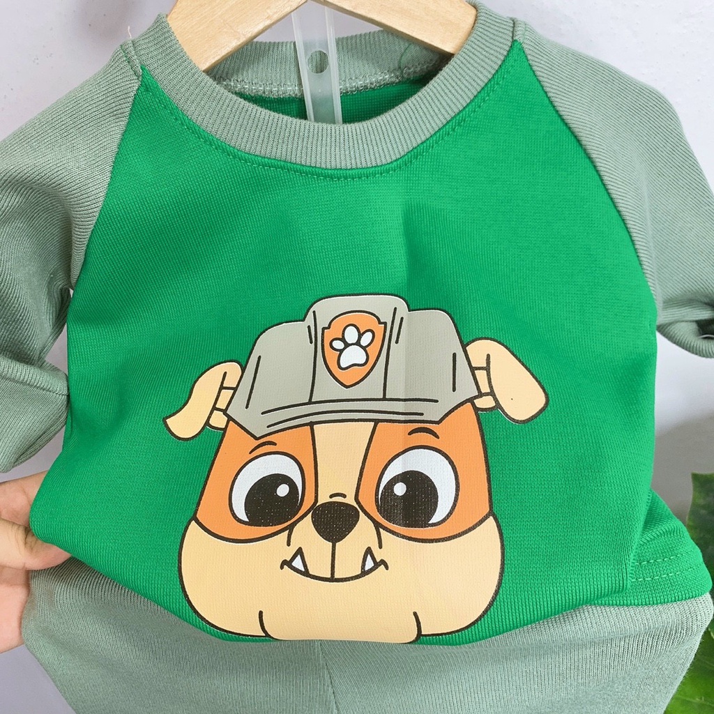 Bộ đồ thu đông cho bé, Bộ quần áo trẻ em dài tay len tăm cho bé trai bé gái - 1073