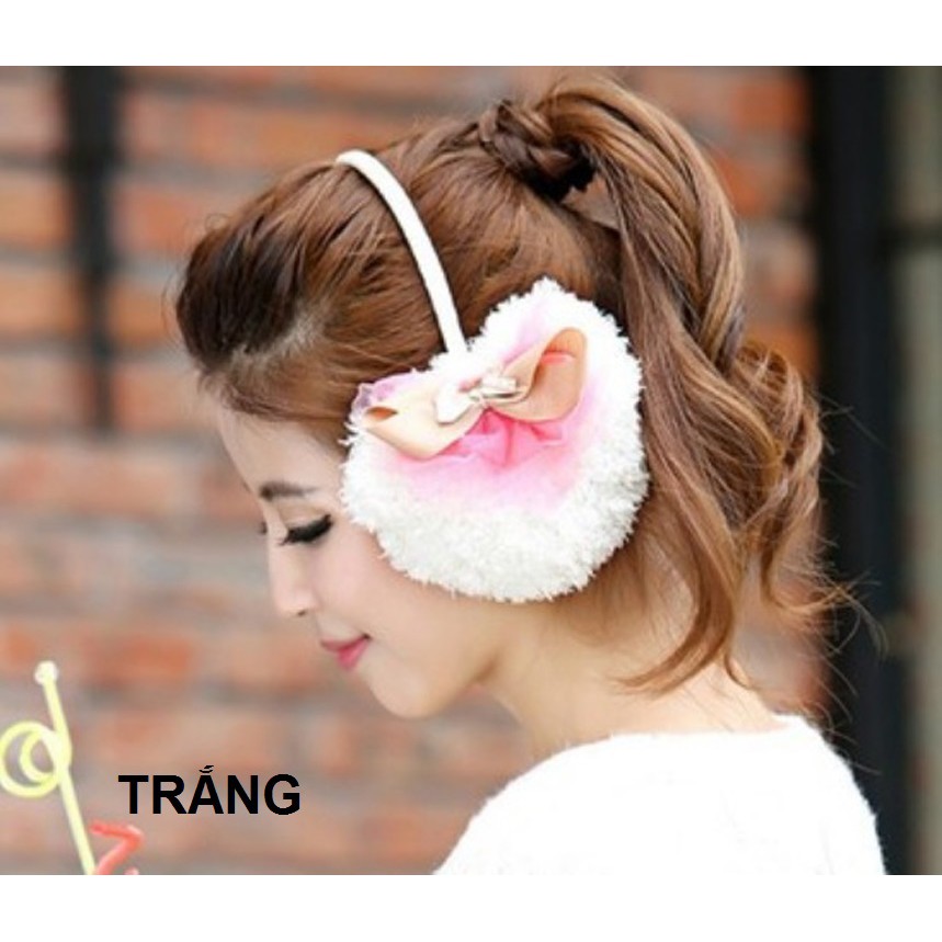 [CHẤT LƯỢNG] Bông chụp tai nơ A035 mềm, chắn gió tốt, giữ ấm