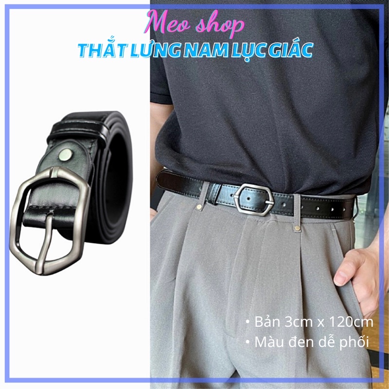 THẮT LƯNG NAM Lục Giác Meo shop TLN008 thời trang Dây Nịt Lưng quần da nam nữ Unisex trẻ trung học sinh viên cá tính