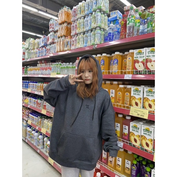 [sẵn] Áo Hoodie Form Rộng FIND THE xám đen [ nam nữ mặc ]