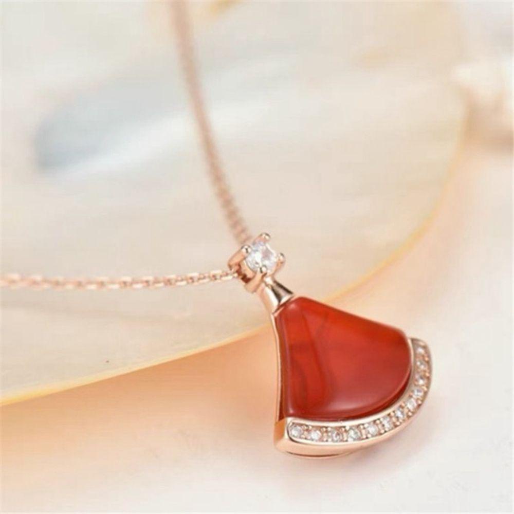 Vòng cổ Mặt Hình Quạt Bằng Đồng Trắng Phong Cách Retro|Mặt Vòng cổ Hình Chiếc Váy Nhỏ Nhắn Xinh Xắn|Vòng cổ Thời Trang Xinh Xắn Cá Tính