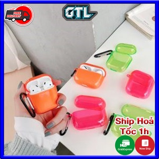 Case airpods 1 - 2 - 3 (pro) trong suốt màu neon dạ quang