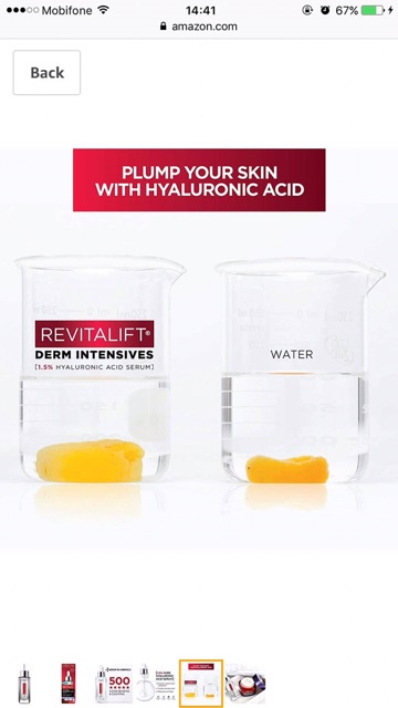 Serum dưỡng ẩm chống lão hoá da L’Oreal Paris Revitalift Derm Intensives 1.5% Pure Hyaluronic Acid30ml