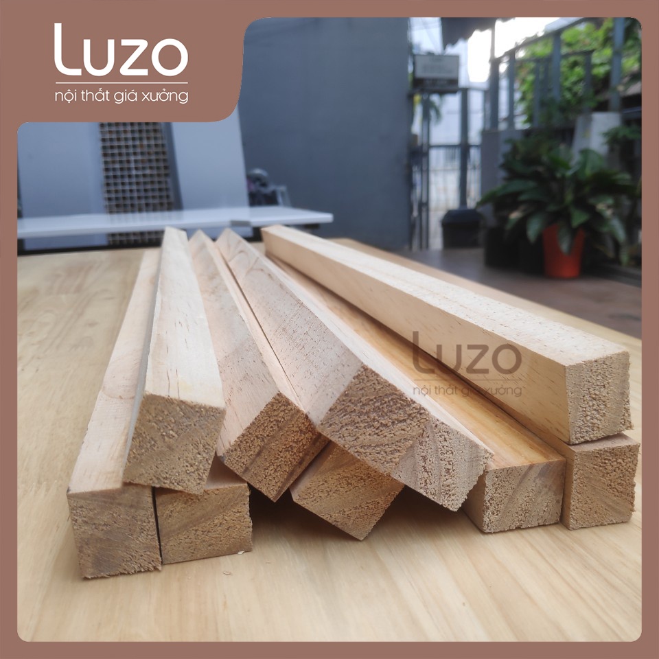 Bó 10 thanh gỗ thông pallet vuông 27 x 22 x dài 630 mm bào láng 4 mặt của Luzo Home