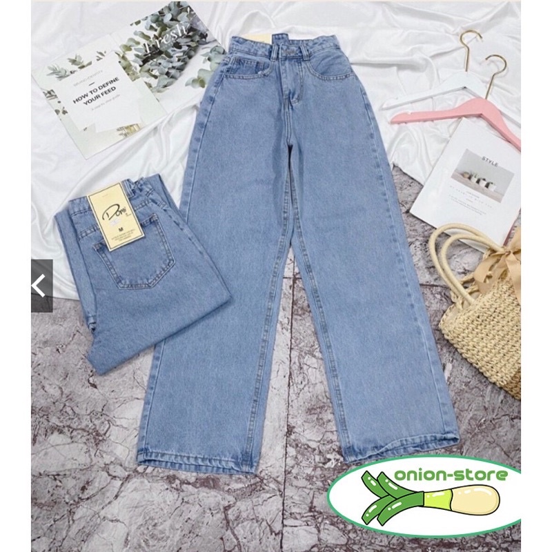 Quần Jean Ống Rộng Cạp Cao Ulzzang(Kèm Video Ảnh Thật 100%)