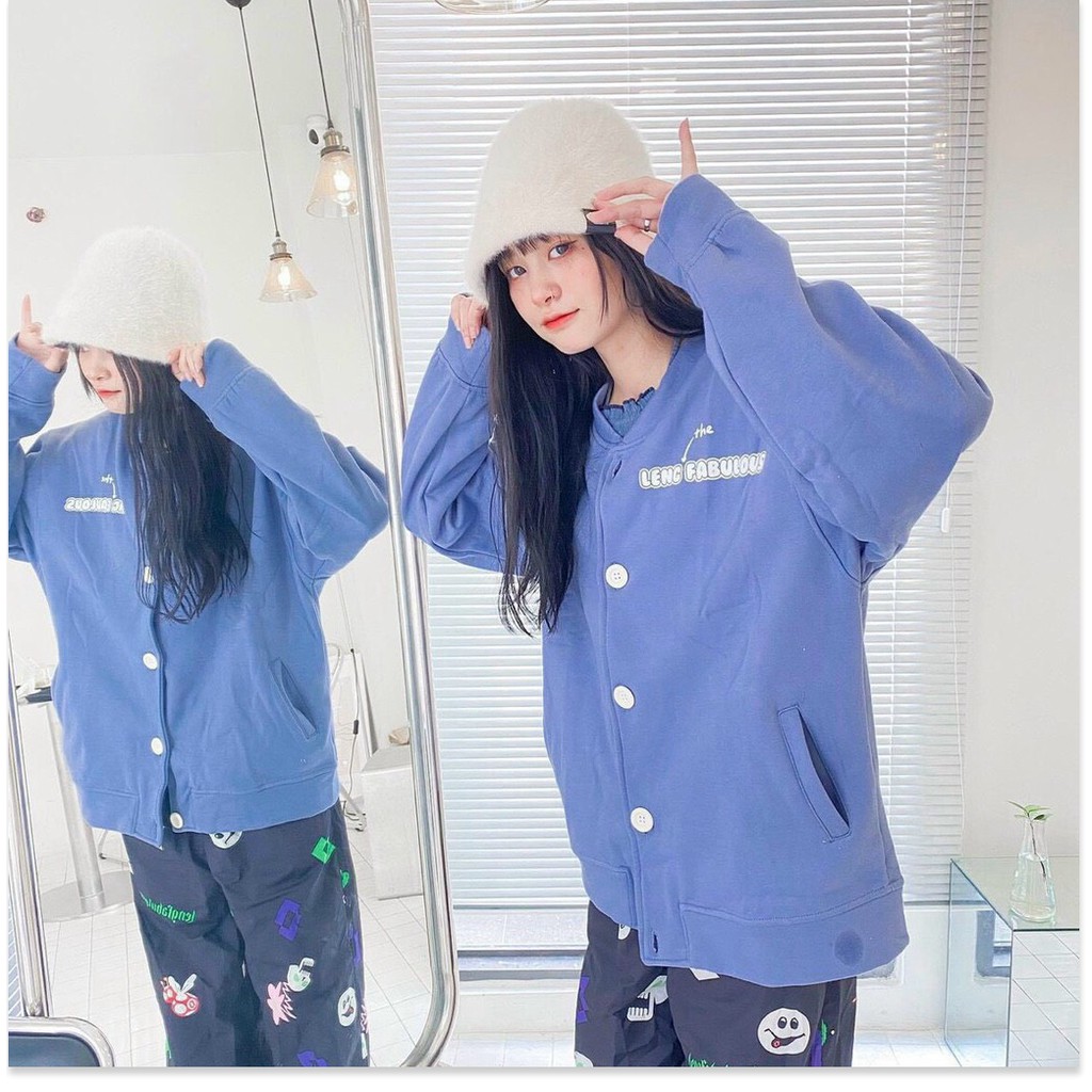 Áo khoác nỉ cardigan form rộng nút cúc siêu xinh cho các bạn nữ KOKO MI STORE