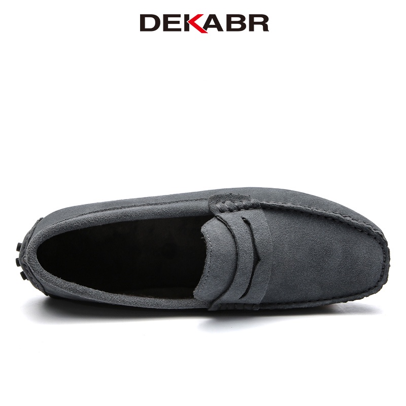 Dekabr Thương hiệu Thời trang Mùa hè Phong cách mềm mại Moccasins Nam Giày lười Da thật Giày chất lượng cao Nam Giày bệt Giày lái xe lông thú