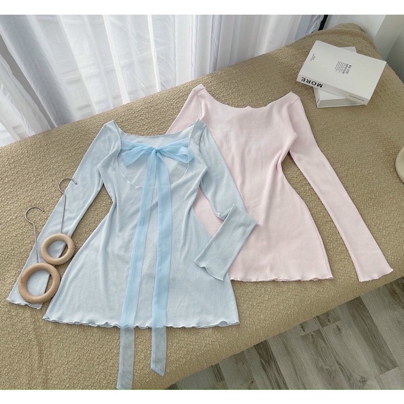 ❤Đầm dây lưng nhún ngực hồng xinh