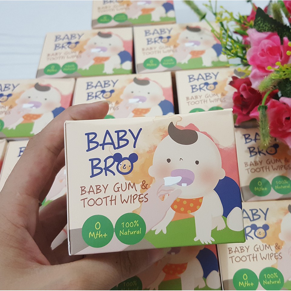 [HỘP 20 MIẾNG] Tưa Lưỡi Hàn Quốc Baby Bro - Gạc vệ sinh răng miệng trẻ em Baby Bro