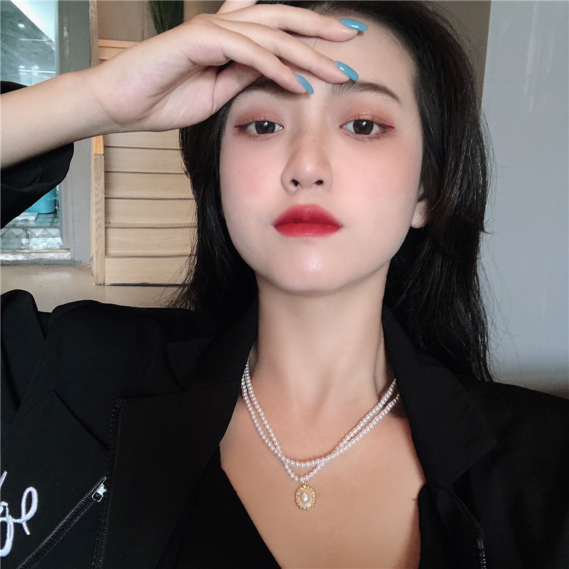 Vòng cổ đính ngọc trai giả phong cách cổ điển dành cho nữ