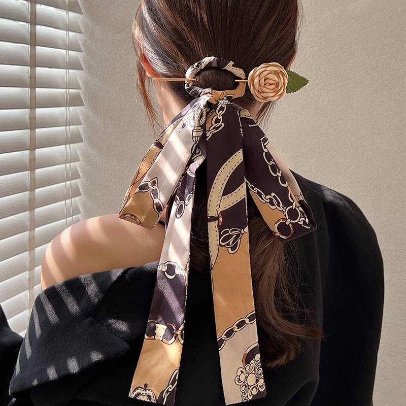 Kẹp Tóc Nơ Ruy Băng Dài Bằng Lụa Chiffon Phong Cách Hàn Quốc Cổ Điển Thời Trang Cho Nữ