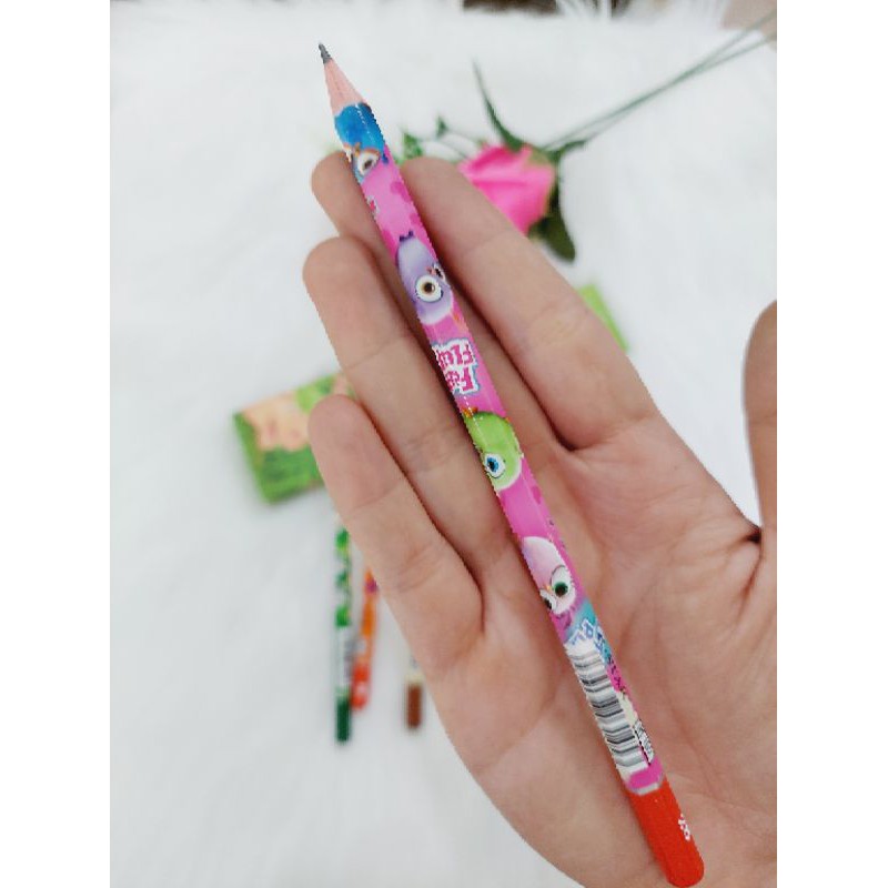 Hộp 12 bút chì 2B hoạt hình ⚡ SIÊU ĐÁNG YÊU ⚡ Cây viết chì HT102 họa tiết dễ thương, màu sắc đa dạng