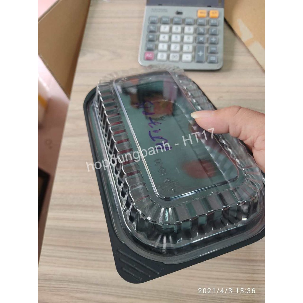 100 Hộp Nhựa Ht17 Đế đen - Nắp Trắng - đựng Cơm - Sushi vv....