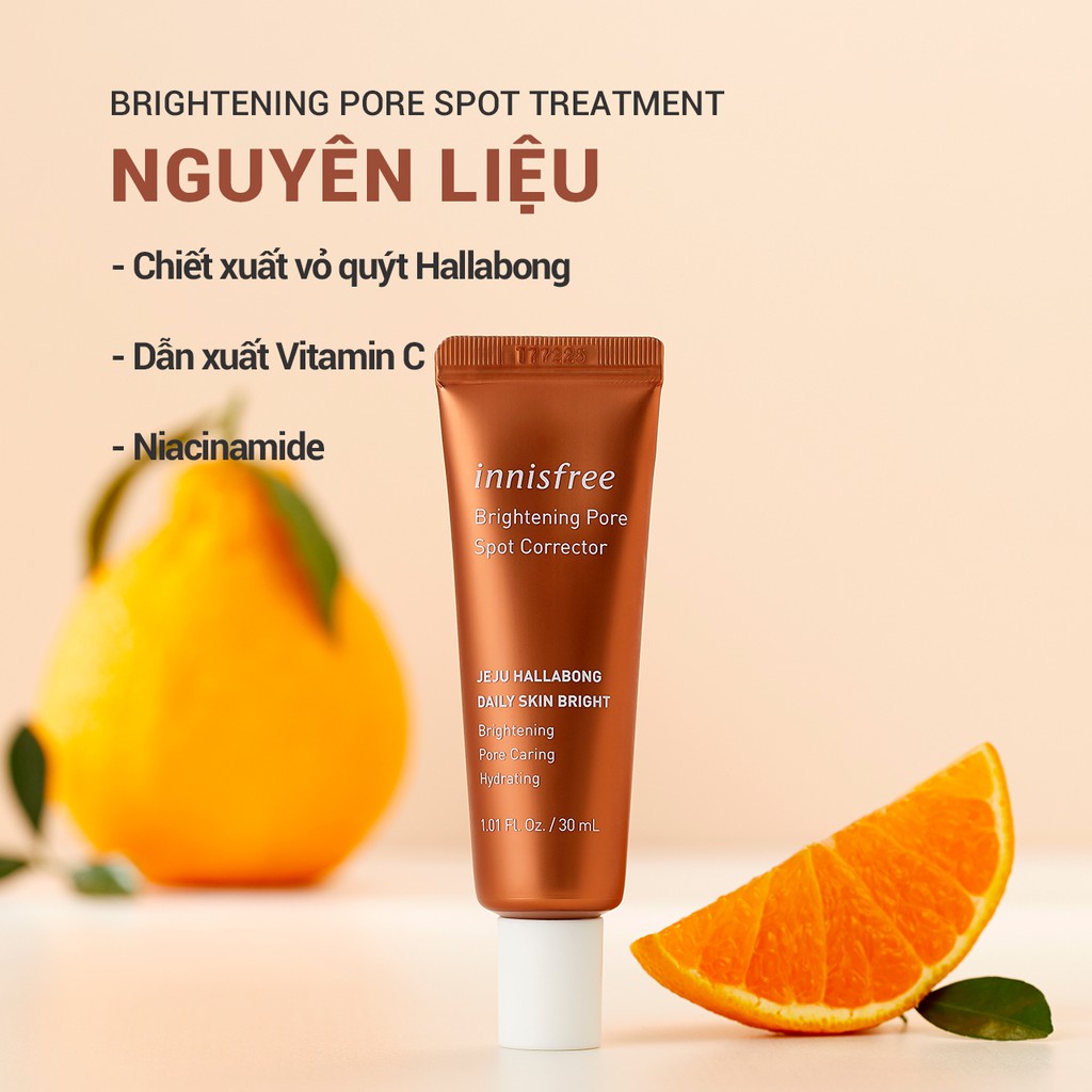 Tinh chất đặc trị dưỡng sáng da 3 trong1 innisfree Brightening Pore Spot Treatment 30ml