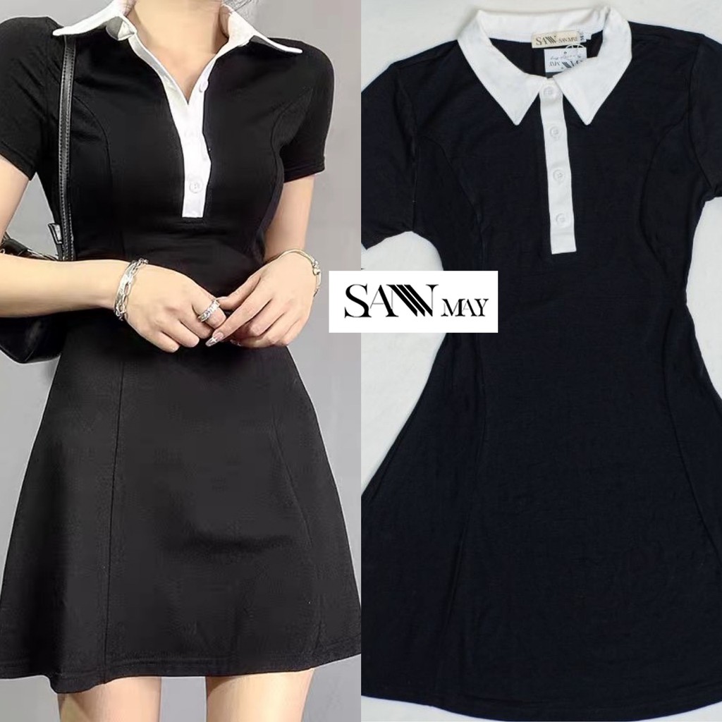 Váy Bigsize (60-78kg) Polo Nữ SANJOLI Đầm Công Sở Big Size Lớn, Dự Tiệc Trẻ Trung, Họa Tiết Cổ Trắng, Vải Thun VD024 | BigBuy360 - bigbuy360.vn