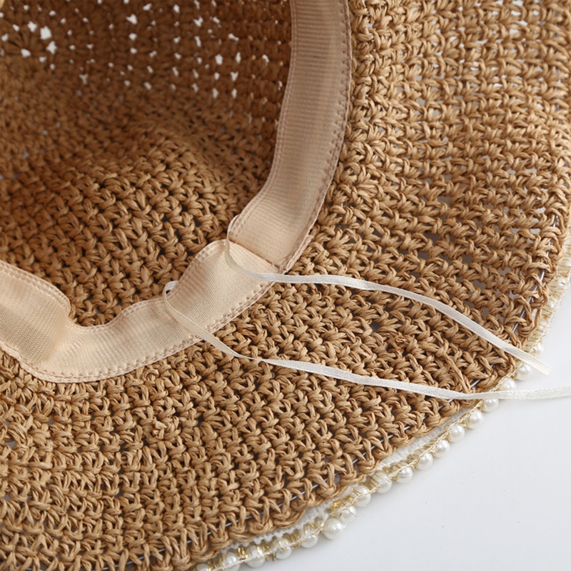 Nón Vành Rộng Đính Ngọc Trai Thời Trang Xuân Hè Cho Nữ