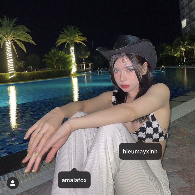 Checkered Top - áo bra len móc handmade hoạ tiết ô vuông bắt trend