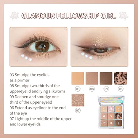 ZEESEA Bảng Phấn Mắt 9 Ô Nine Color Stunning Crystal Eyeshadow Almond Milk Tea