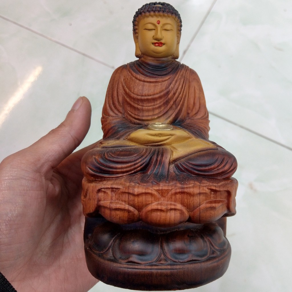Phật Thích Ca - Kiểu Cổ - Tượng Mini Để Ô tô - Gỗ Hương - Cao 15cm