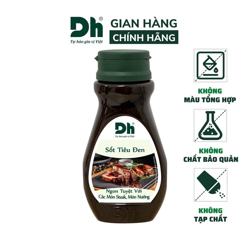 Sốt tiêu đen Dh Foods gia vị chế biến thịt nướng, hải sản lọ 200gr