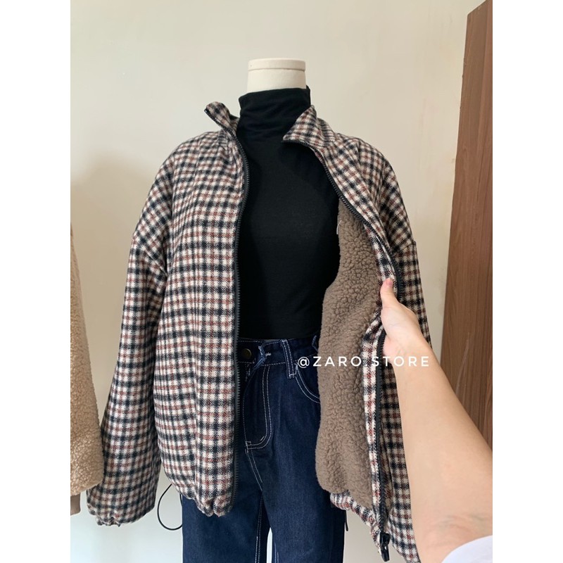 Áo khoác caro lót bông