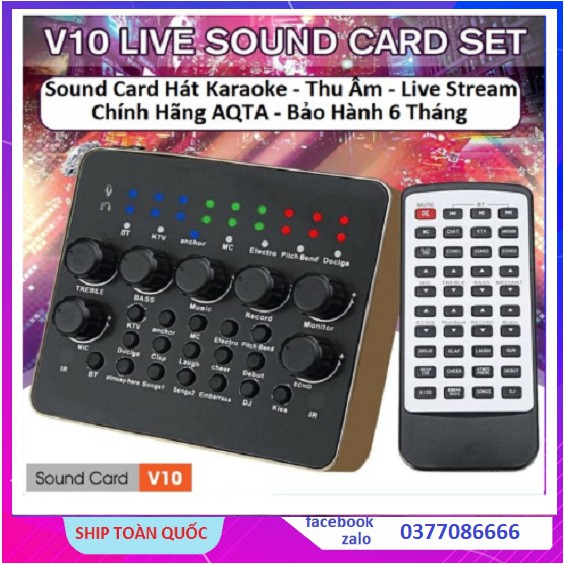 Combo SoundCard V10 Chính Hãng + Micro Thu Âm At100( hàng loại 1)