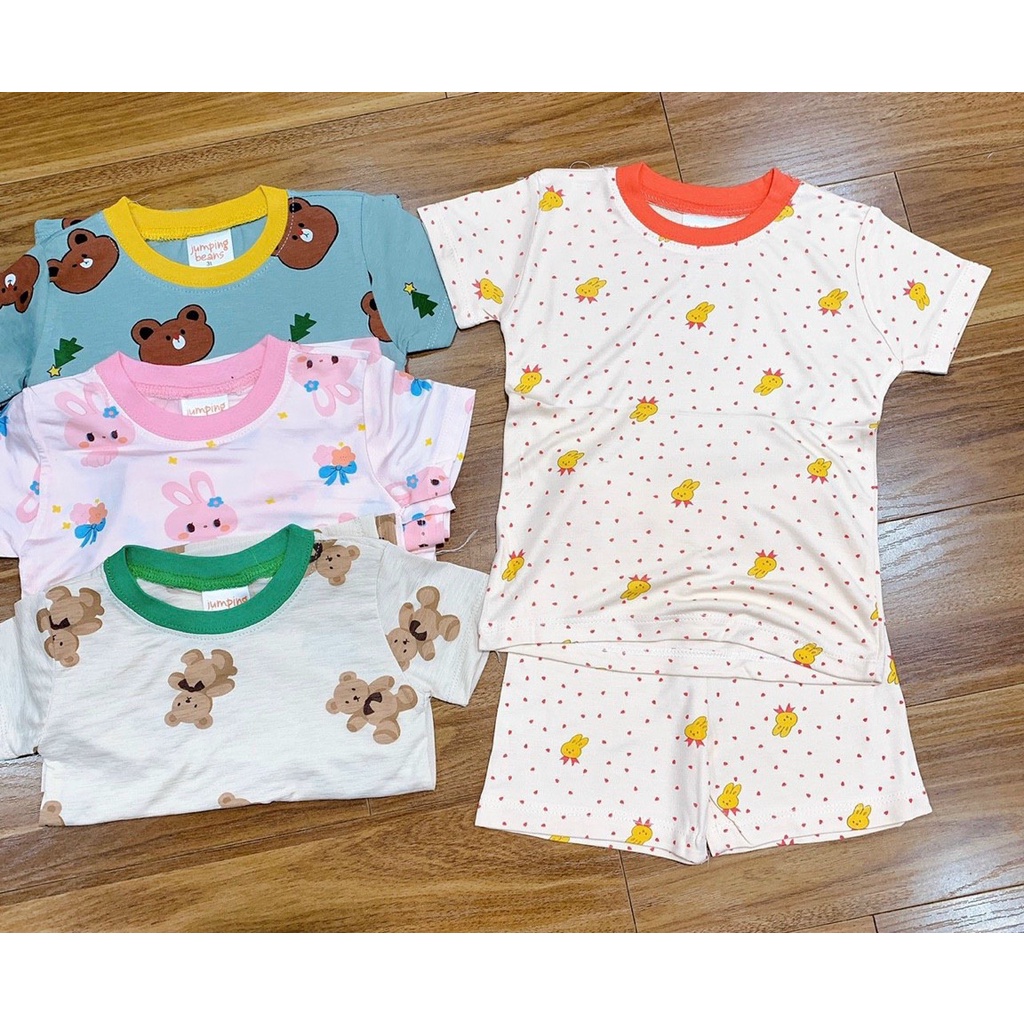 Bộ cộc tay cotton xuất họa tiết cho bé