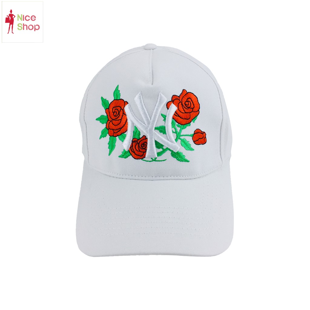Nón kết nam nữ phối thêu bông hồng NY kết hợp hoa hồng - TT0325
